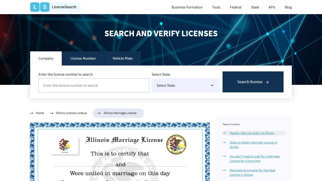 Illinois Marriage License | License Search