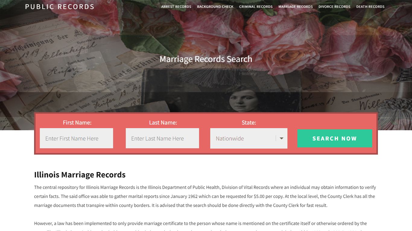Illinois Marriage Records | Enter Name and Search. 14Days Free